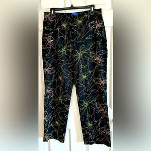 Tori Richard Hawaiian Tropical Embroidered Resortwear High Rise Pants Size 14
